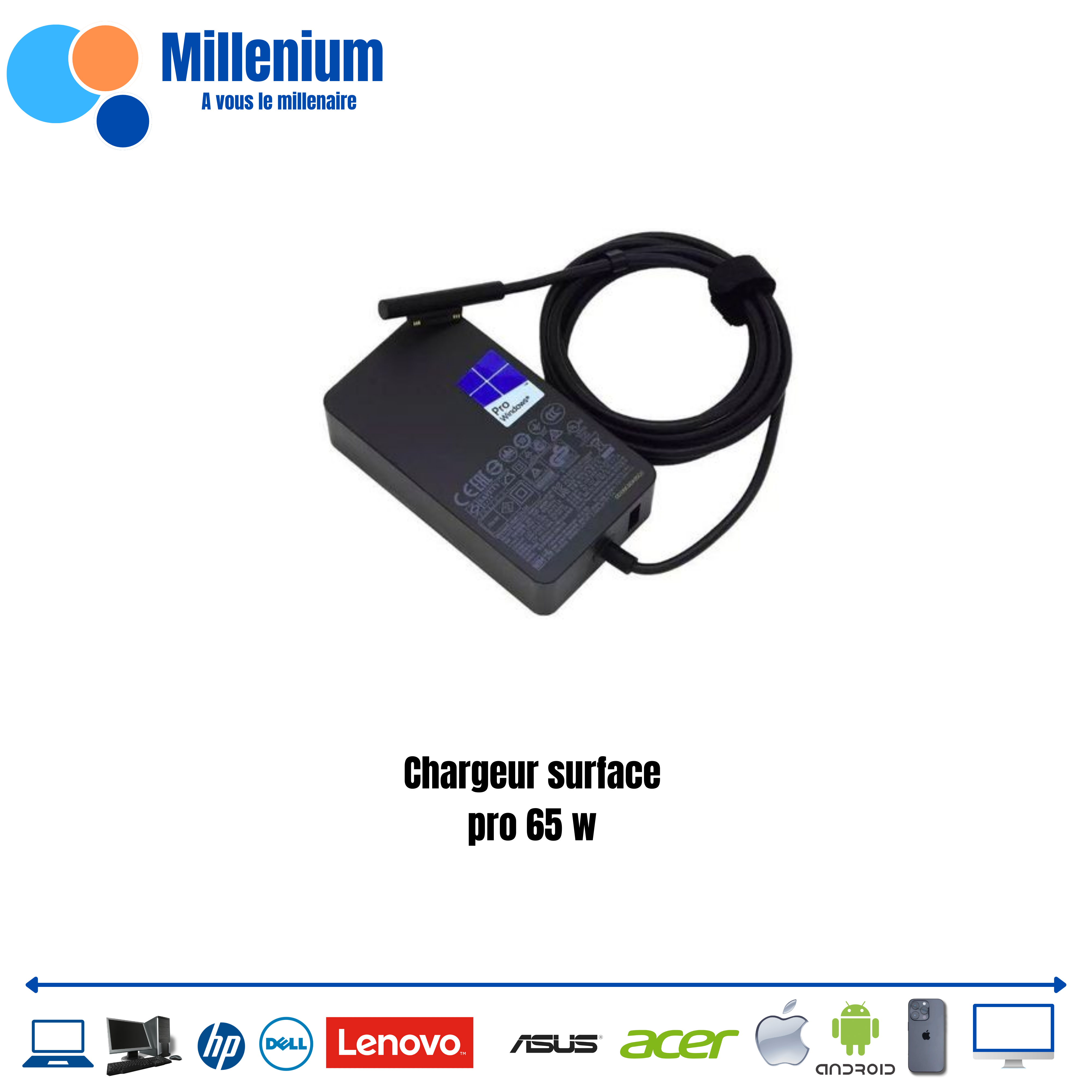 chargeur surface pro 65 W