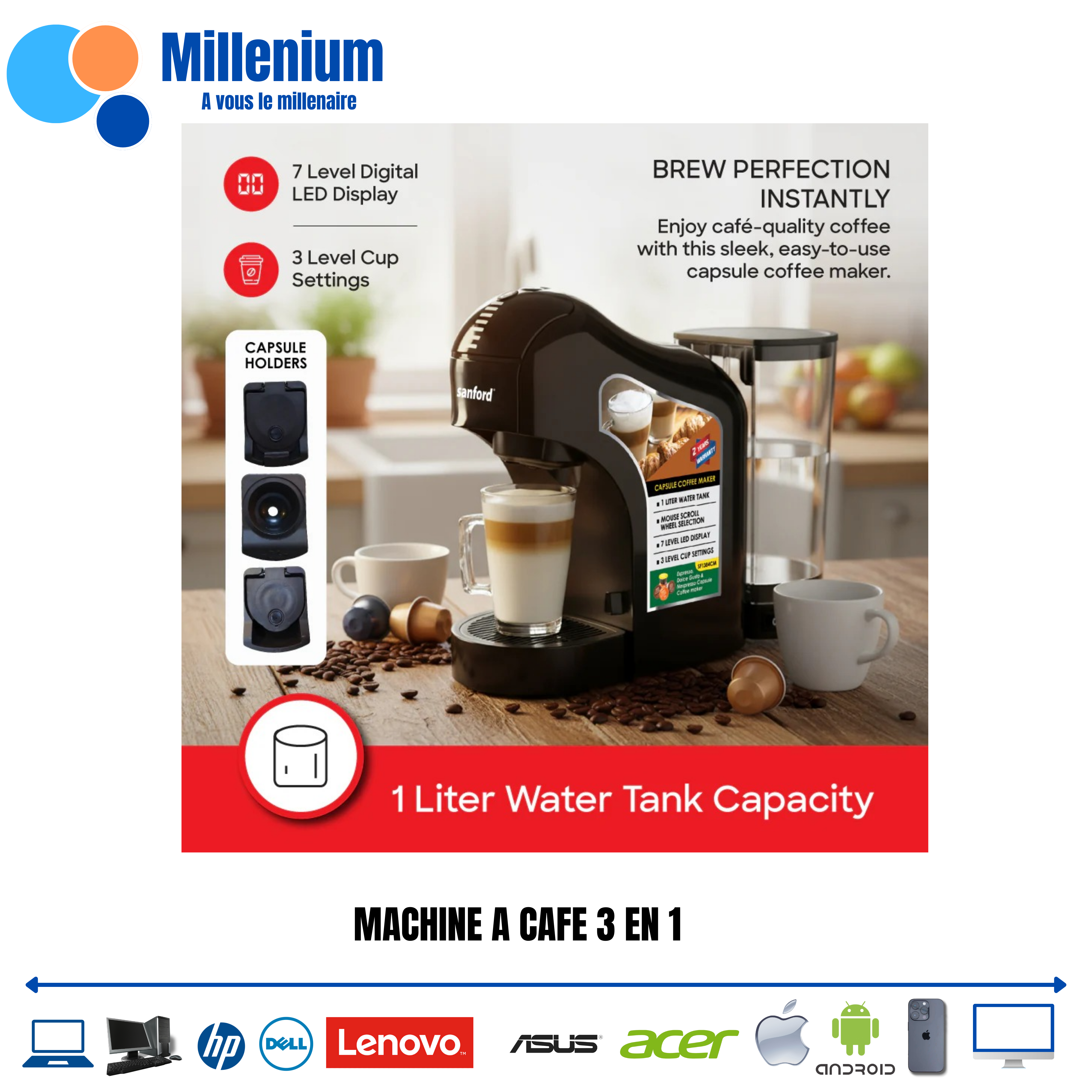 Machine à café sanford sf 1384 cm 3 en 1
