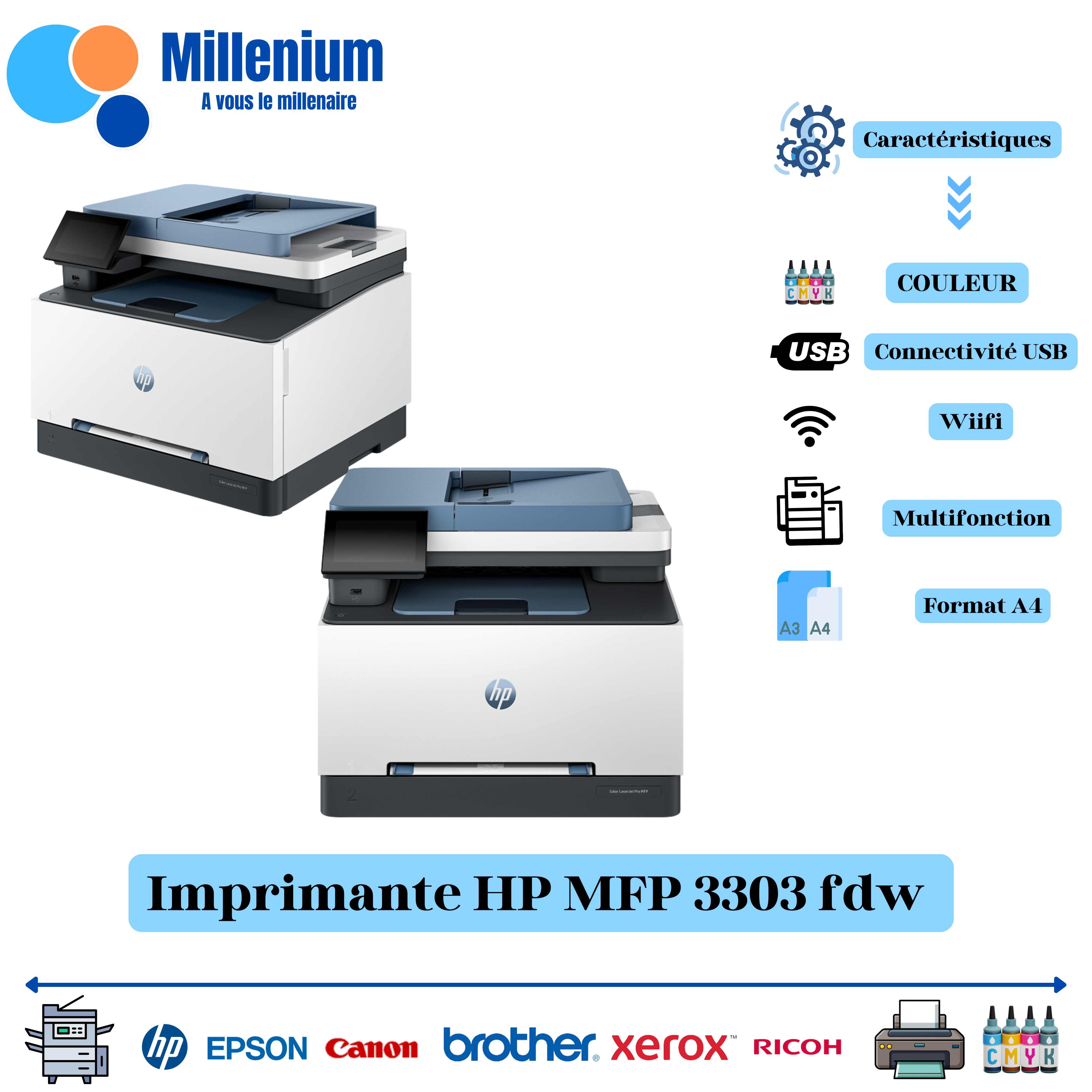 IMPRIMANTE HP LASER MFP 3303 FDW COULEUR MULTIFINCTION